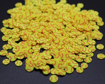 Softball Polymer Clay Slice 5MM for Snowglobe Tumblers, Slime, Hair Gel, Nail Art, Jewelry, Resin, DIY Projects, Crafting, Sports A6-2-2