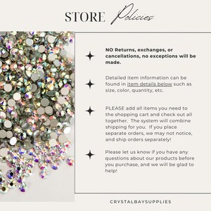 May include: Store policies for CrystalBaySupplies. No returns, exchanges, or cancellations. Detailed item information can be found in item details below such as size, color, quantity, etc. Please add all items you need to the shopping cart and check out all together. The system will combine shipping for you. If you place separate orders, we may not notice, and ship orders separately! Please let us know if you have any questions about our products before you purchase, and we will be glad to help!