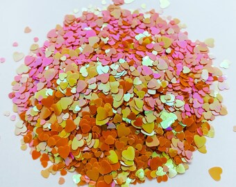Marigold Iridescent Hearts Heart Mixed Sizes Fun Party Confetti Chunky Poly Glitter for Glitter Epoxy Tumblers Ships From USA