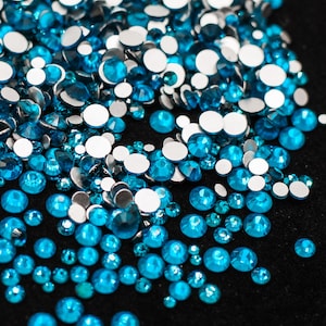 Blue Zircon Flatback Rhinestone MIX Bag 1440 Pc Flat Back Dance Costume DIY Rhinestones Nail Art Diamond SS6 SS10 SS12 SS16 SS20 Ships USA