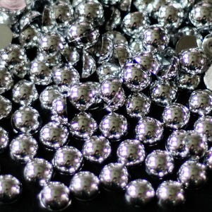 Silver Flatback Pearls Half Round Crafting, Jewelry Making, Shoe Embellishment, & DIY Projects High Quality Easy to Apply Resin Pearl Bead
