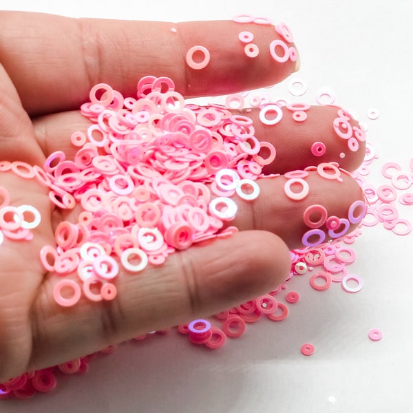 Pink Iridescent Circle Circles Fun Party Confetti Chunky Poly Glitter for Glitter Epoxy Tumblers Ships From USA C4-4-3