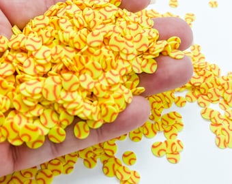 Softball Small 5MM Yellow Ball Sports Mom Love Slime Polymer Clay Slice for Snowglobe Tumblers Hair Gel Nail Art Ships From USA A6-2-2