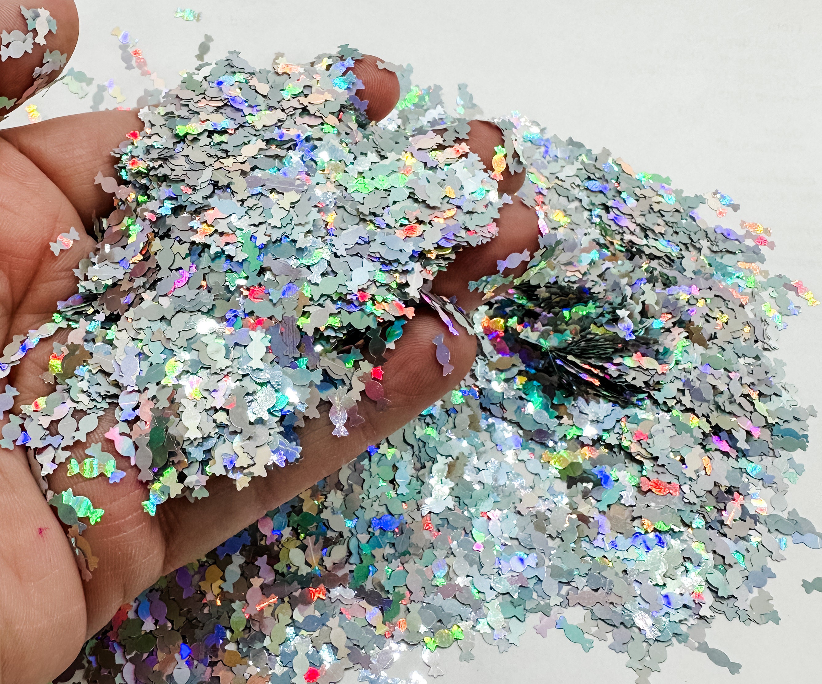 Silver Hard Candy Wrapped Holiday Christmas Holographic Fun Party ...