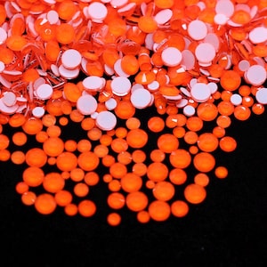 Neon Orange Flatback Rhinestone MIX Bag 1440 Pc Flat Back Dance Costume DIY Rhinestones Nail Art Diamond SS6 SS10 SS12 SS16 SS20 Ships USA