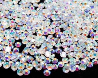 Crystal Clear AB Flatback Rhinestone Flat Back Dance Costume DIY Rhinestones Nail Art Gem Jewel Diamond SS3 SS6 SS10 SS16 SS20 Ships Frm USA