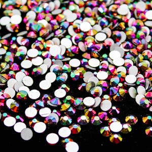 Rainbow Gold Flatback Rhinestone Flat Back Dance Costume DIY Rhinestones Nail Art Gem Jewel Diamond 1440 Pc SS6 SS10 SS16 SS20 Ships USA