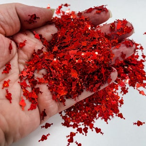 Red Holographic Heart with Arrow Valentines Love Fun Party Confetti Chunky Poly Glitter Jar Epoxy Tumblers Ships From USA C3-3-5