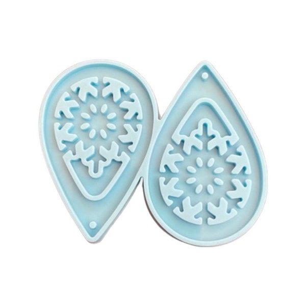 Large Laced Snowflake Snow Flake Winter Holiday Christmas Teardrop Drop Earring Earrings Silicon Mold Ships From USA H3-1