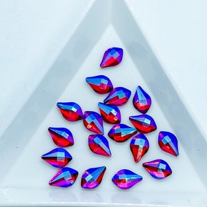 5x8MM Faceted Raindrop Drop Siam AB Red Aurora Borealis Shape Shaped Flatback Flat Back Rhinestone Rhinestones Nail Art Ships USA G8-4-3