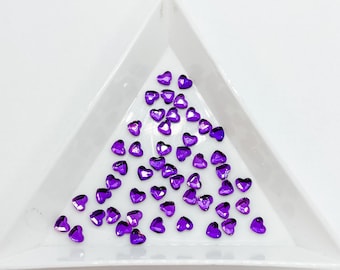Diamantes de imitación con forma de corazón morado de 3 mm, con reverso plano, ideales para decoración de uñas. Envío desde EE. UU. G9-3-3