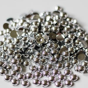 Silver Flatback Pearls Half Round Crafting, Jewelry Making, Shoe Embellishment, & DIY Projects High Quality Easy to Apply Resin Pearl Bead