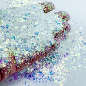 Angel Wings Snow White Chunky Poly Glitter Mix for Glitter Epoxy Tumblers Ships From USA D5-6-1