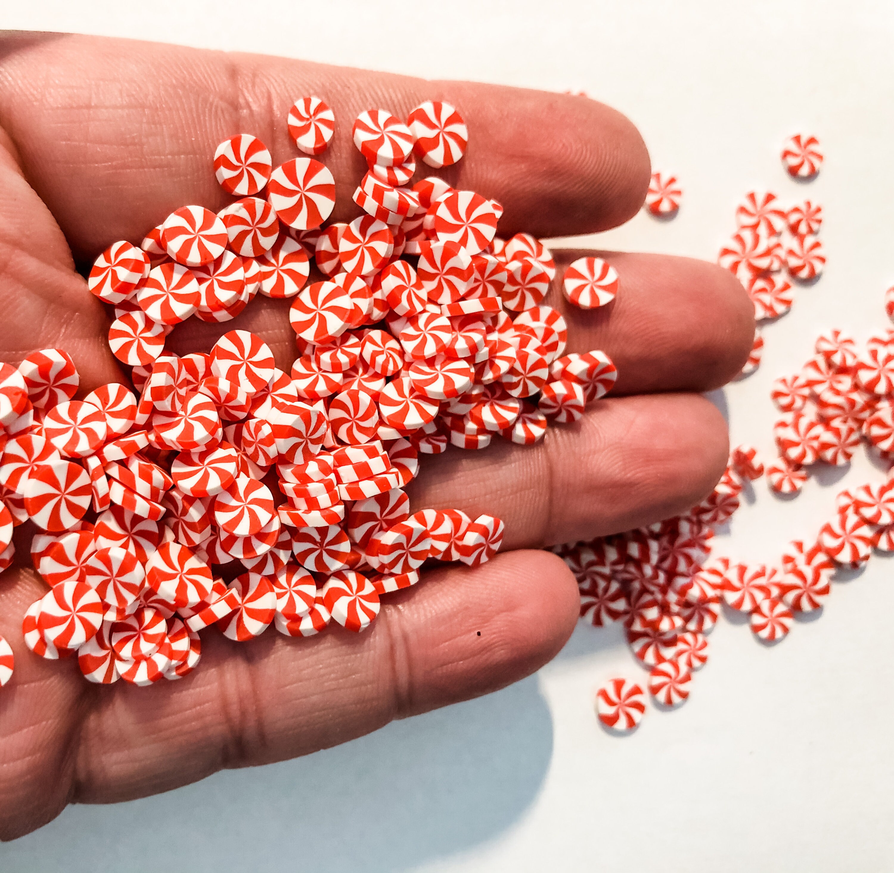 Peppermint Christmas Candy Pinwheel Stripe Red Polymer Clay Etsy