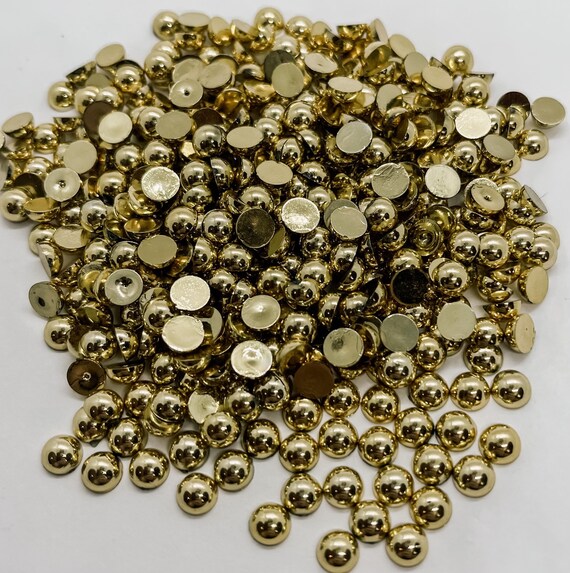 Gold Half Round Pearl Pearls Non Hotfix Flatback Flat Back 3MM 4MM