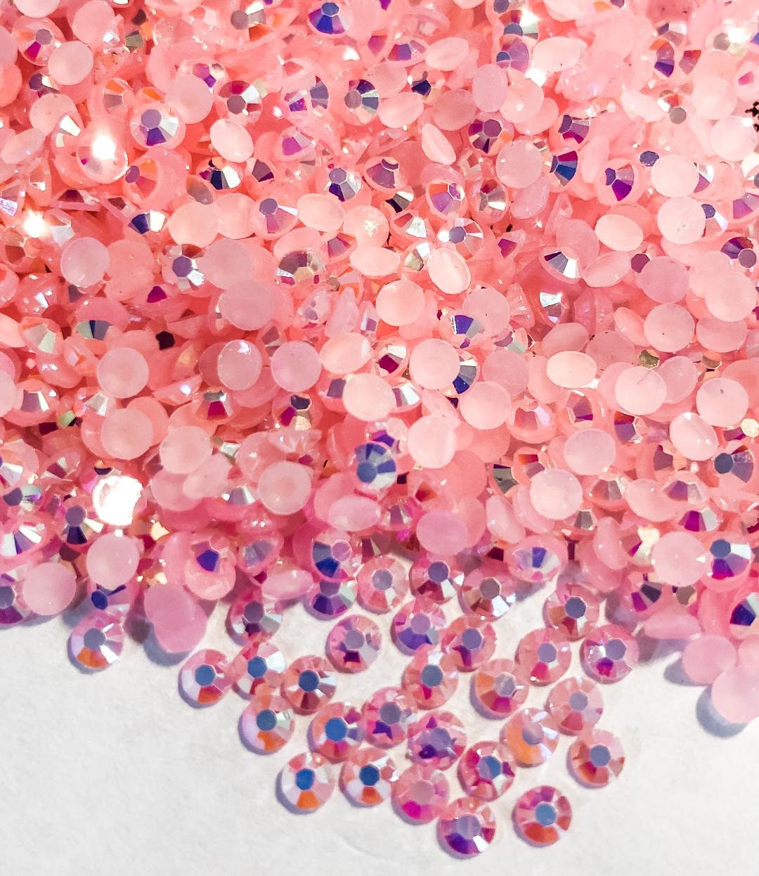 AB Pink Glass Rhinestones, Aurora Borealis Rhinestones, Round Flatba, MiniatureSweet, Kawaii Resin Crafts, Decoden Cabochons Supplies