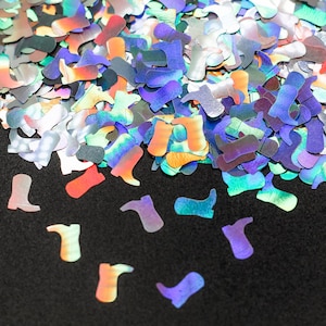 Silver Cowboy Boot Glitter Confetti Epoxy Tumblers, Birthday Party Decor, Craft Supplies, Events, DIY, Scrapbooking, Card Making C1-3-1