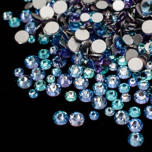 Oceanside Flatback Rhinestone Flat Back Purple Blue 1440 Pc MIX Bag Dance Costume DIY Nail Art Jewel Rhinestones SS6 SS10 SS12 SS16 SS20 USA
