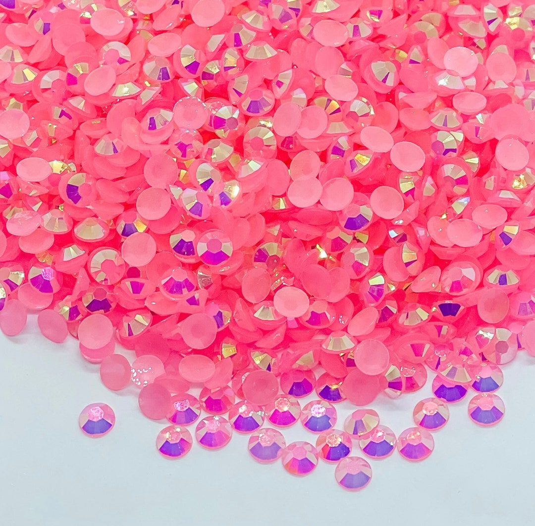 Rose Pink AB Resin Jelly Rhinestone Rhinestones Non Hotfix Flatback ...
