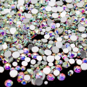 Crystal AB Flatback Rhinestone Mix Bag 1440 Pc Aurora Flat Back Dance Costume DIY Nail Art Gem Rhinestones SS6 SS10 SS12 SS16 SS20 Ships USA