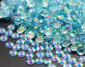 Translucent Light Blue AB Jelly Rhinestone Resin Flatback Flat Back 3MM 4MM 5MM Dance Costume DIY, Nail Art, Jewel, Diamond Tumbler Project
