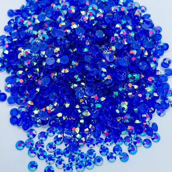 Translucent Dark Blue Royal AB Resin Jelly Rhinestone Rhinestones Non Hotfix Flatback Flat Back 3MM 4MM 5MM Ships From USA