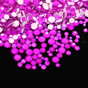Neon Purple Flatback Rhinestone MIX Bag 1440 Pc Flat Back Dance Costume DIY Rhinestones Nail Art Diamond SS6 SS10 SS12 SS16 SS20 Ships USA