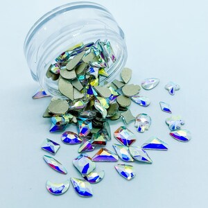 100 Pcs Crystal AB MIXED Shapes Jar Shape Shaped Flatback Flat Back Rhinestone Rhinestones Nail Art Ships From USA
