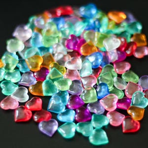 50 Pcs Acrylic Heart Pieces Resin Plastic Translucent, Craft Supplies, Art Embellishment, Faux, DIY Projects, Jewelry Making