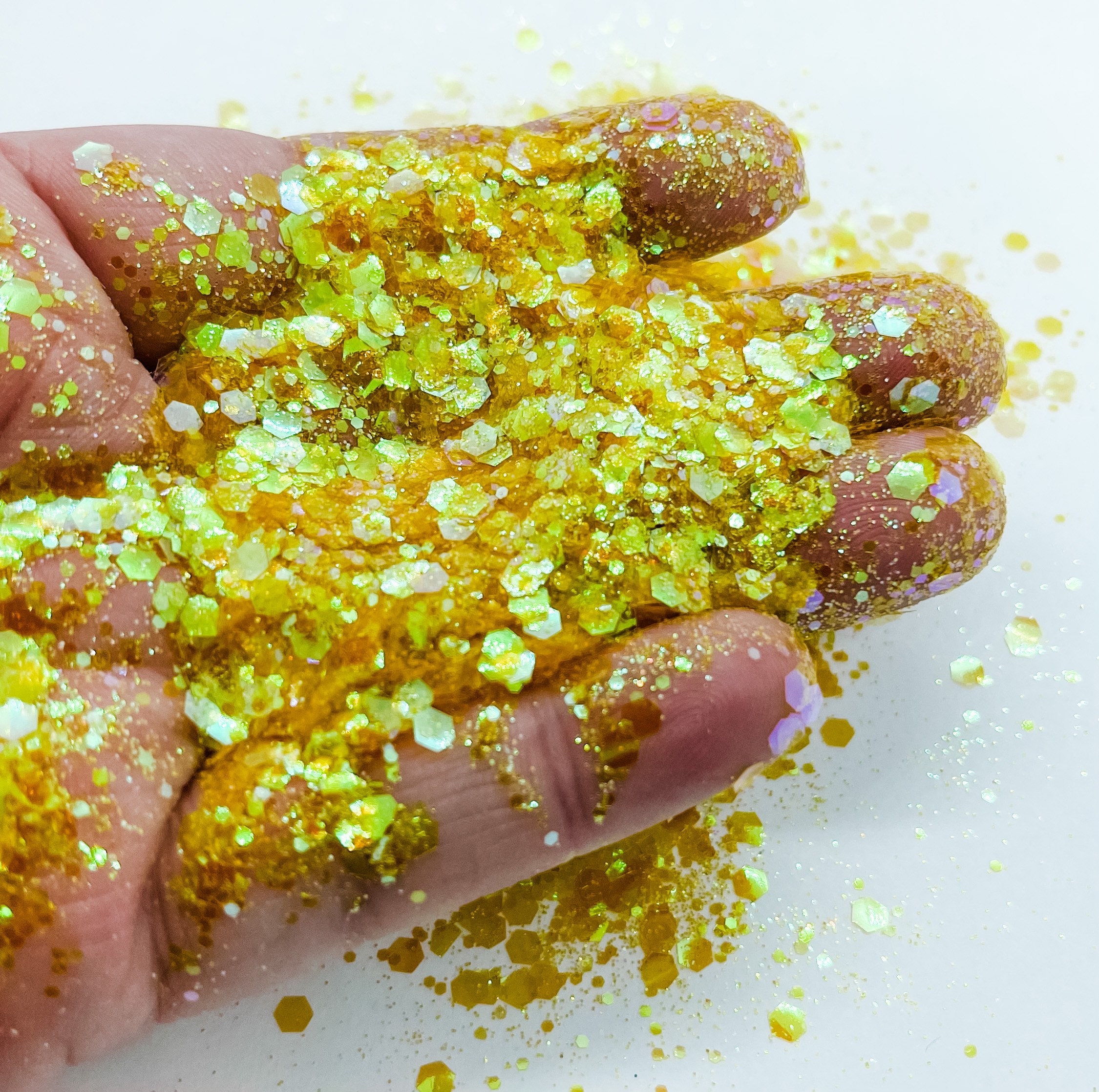 Golden Yellow Translucent Iridescent Chunky Poly Glitter Mix - Etsy