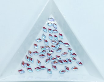 3 x 5 mm de cristal con forma de rombo morado fantasma, con parte trasera plana, para decoración de uñas, gema, joya, diamante, envío desde EE. UU. G8-6-2