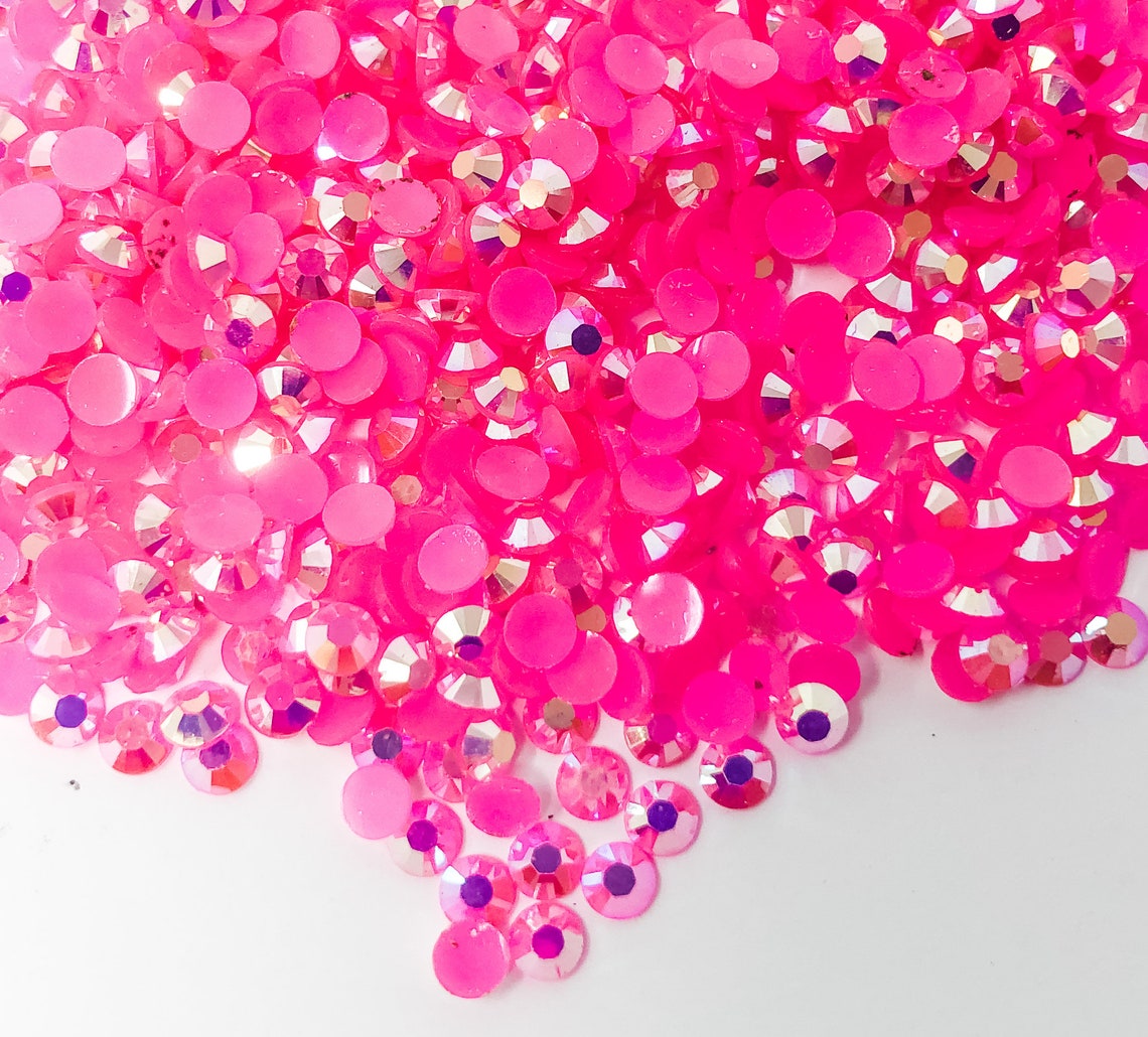 Hot Pink AB Resin Jelly Rhinestone Rhinestones Non Hotfix | Etsy