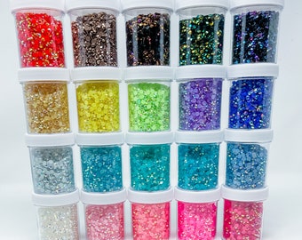 5MM SS20 Cup Jelly Resin Rhinestone JAR 1oz 2oz 4oz  Rhinestones You Choose Amount Quantity Non Hotfix Flatback Flat Back Ships From USA