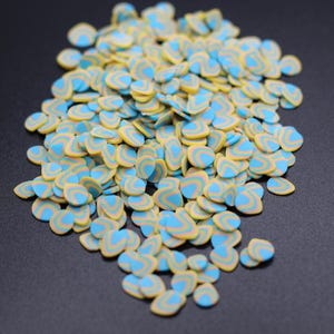 Easter Egg Polymer Clay Slice Yellow Blue for Snowglobe Tumblers, Slime, Hair Gel, Nail Art, Jewelry, Resin, DIY Projects, Crafting, B6-3-2
