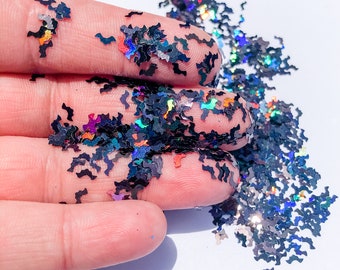 Bat Bats Black Holographic Halloween Fun Party Confetti Chunky Poly Glitter for Glitter Epoxy Tumblers Ships From USA C1-1-5