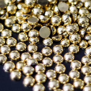 Gold Flatback Pearls Half Round Crafting, Jewelry Making, Shoe Embellishment, & DIY Projects High Quality Easy to Apply Resin Pearl Bead