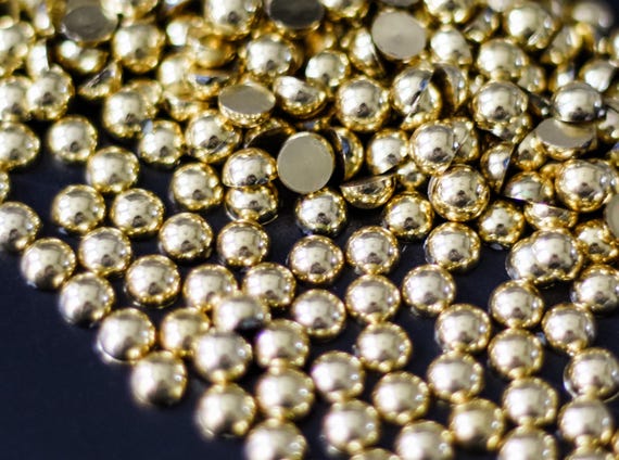 Gold Flatback Pearls Half Round Crafting, Jewelry Making, Shoe Embellishment, & DIY Projects High Quality Easy to Apply Resin Pearl Bead
