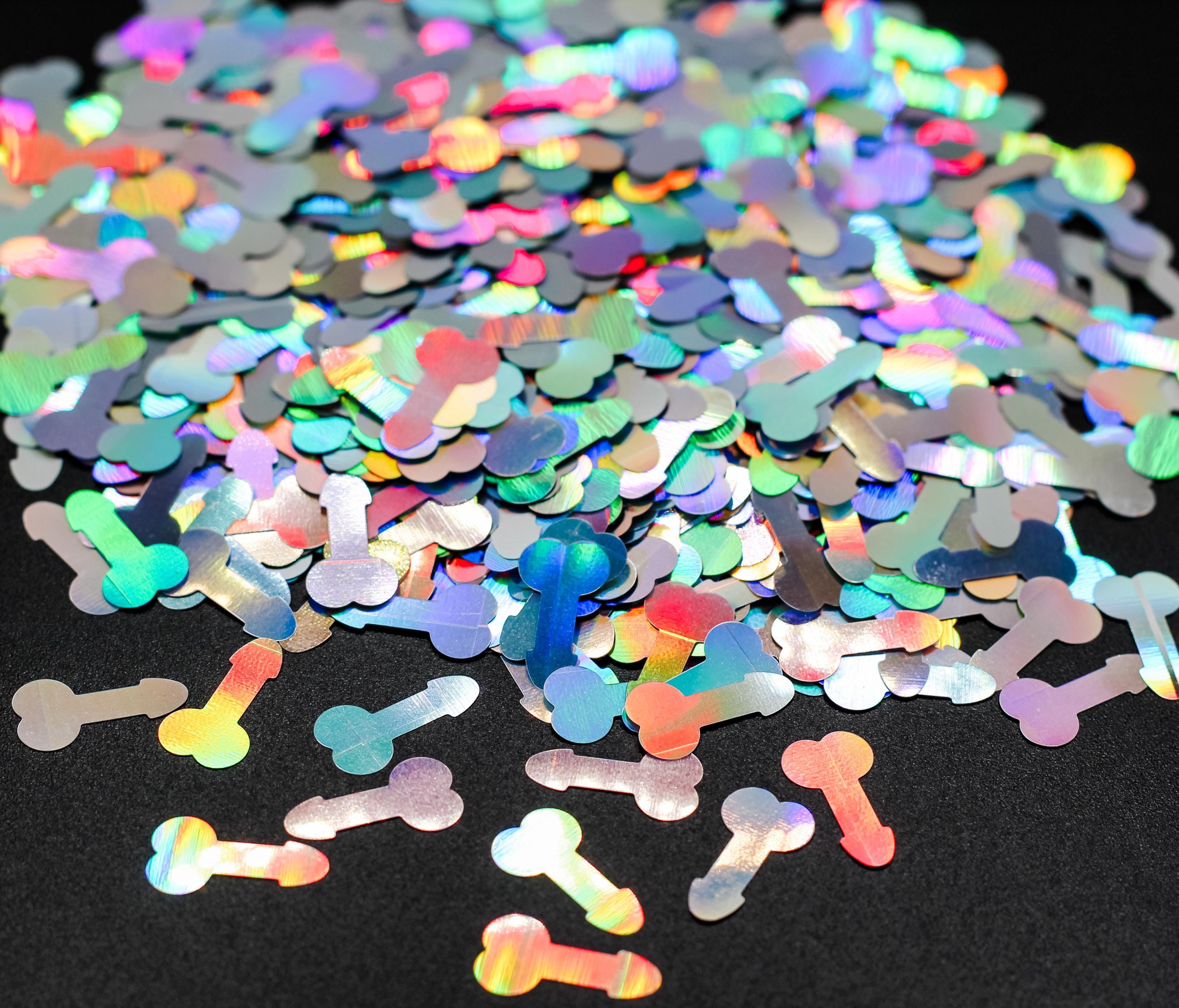 Silver Holographic Penis Pecker Dong Weiner Johnson Dick Bachelorette Confetti Chunky Poly Glitter Epoxy Tumblers Ships From USA C9-6-1