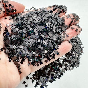 Black Holographic Star Stars Fun Party Confetti Chunky Poly Glitter Epoxy Tumblers Ships From USA C11-1-3