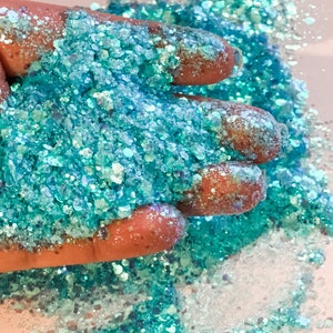 Wistful Holographic Translucent Light Blue Chunky Poly Glitter Mix for Glitter Epoxy Tumblers Ships From USA D9-4-1