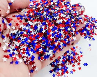 Red White Blue Holographic Star Stars USA Patriotic Fun Party Confetti Chunky Poly Glitter for Glitter Epoxy Tumblers Ships From USA C7-2-1