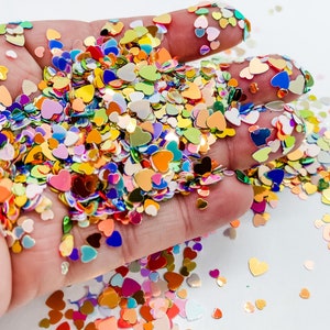 Mix Color Golden Iridescent Mixed Sizes Hearts Heart Fun Party Confetti Chunky Poly Glitter For Epoxy Tumblers Ships From USA C4-1-4