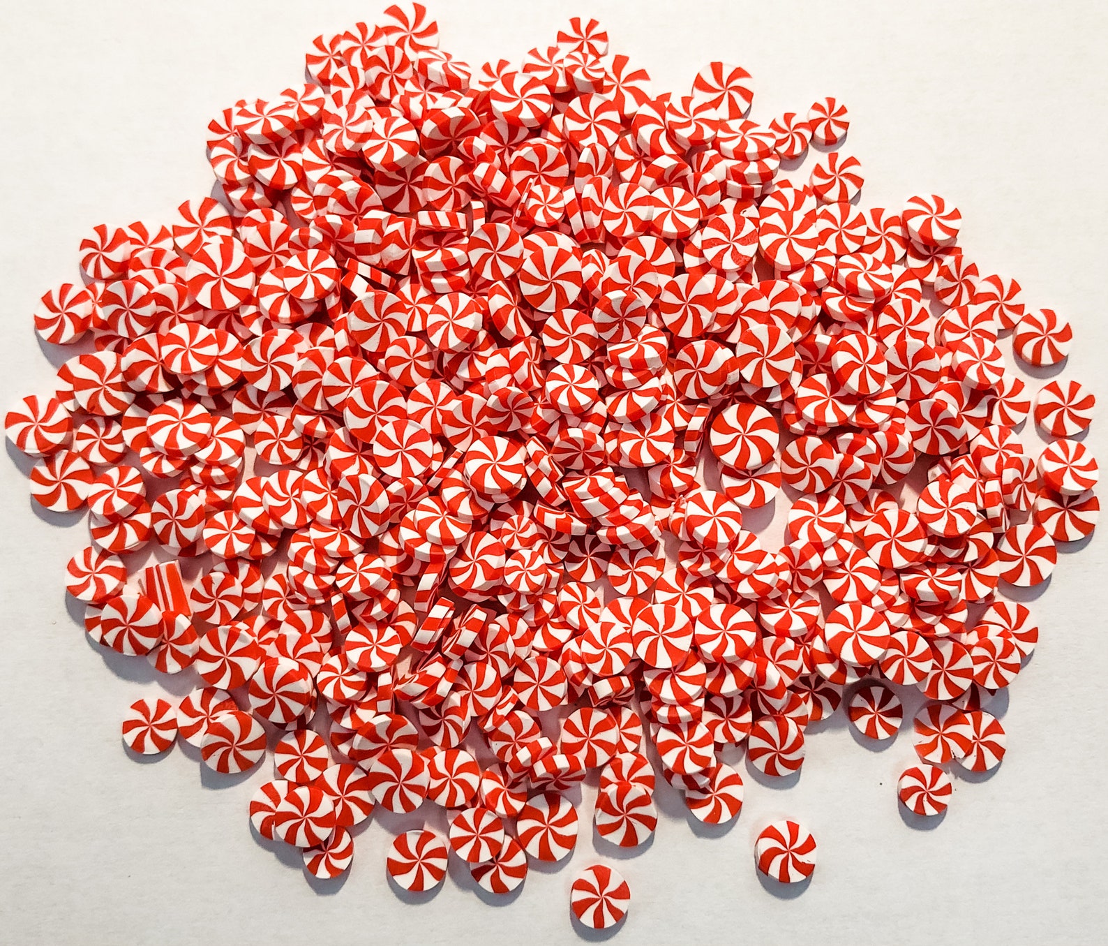 Peppermint Christmas Candy Pinwheel Stripe Red Polymer Clay Etsy