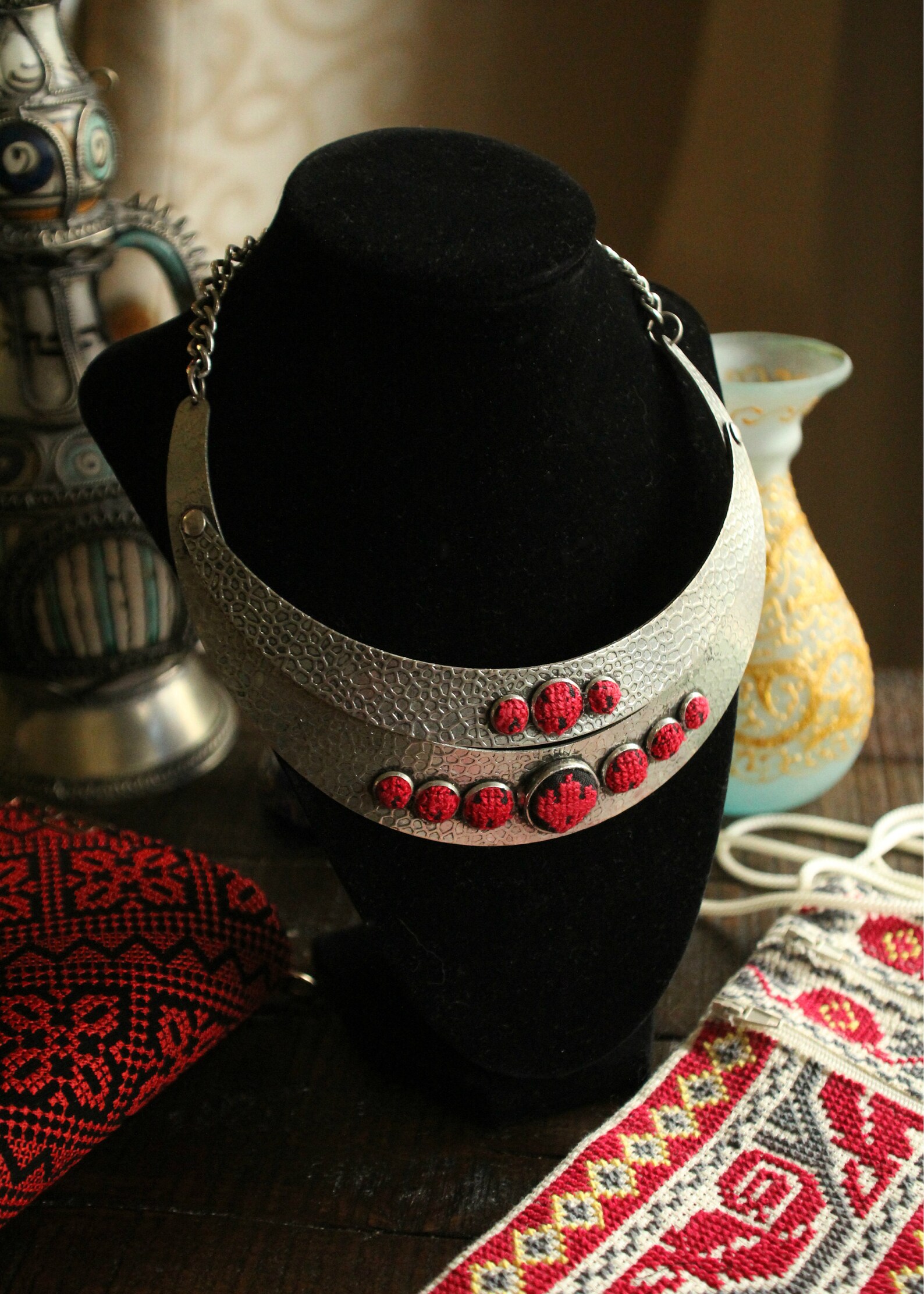 Embroidered Palestinian Necklace Etsy