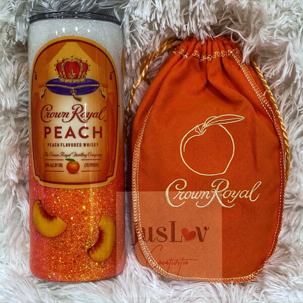Crown Inspired Peach Glitter Tumbler|Crown Peach Glitter Tumbler| Crown Inspired Tumbler| Liquor Tumblers| Peach - ALCOHOL NOT INCLUDED