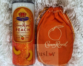 Crown Inspired Peach Glitter Tumbler|Crown Peach Glitter Tumbler| Crown Inspired Tumbler| Liquor Tumblers| Peach - ALCOHOL NOT INCLUDED