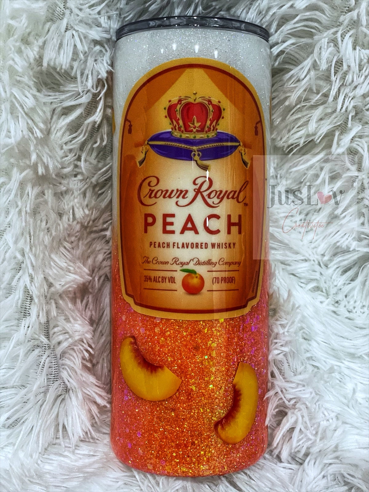 Crown Royal Peach Glitter Tumblercrown Peach Glitter Tumbler Etsy