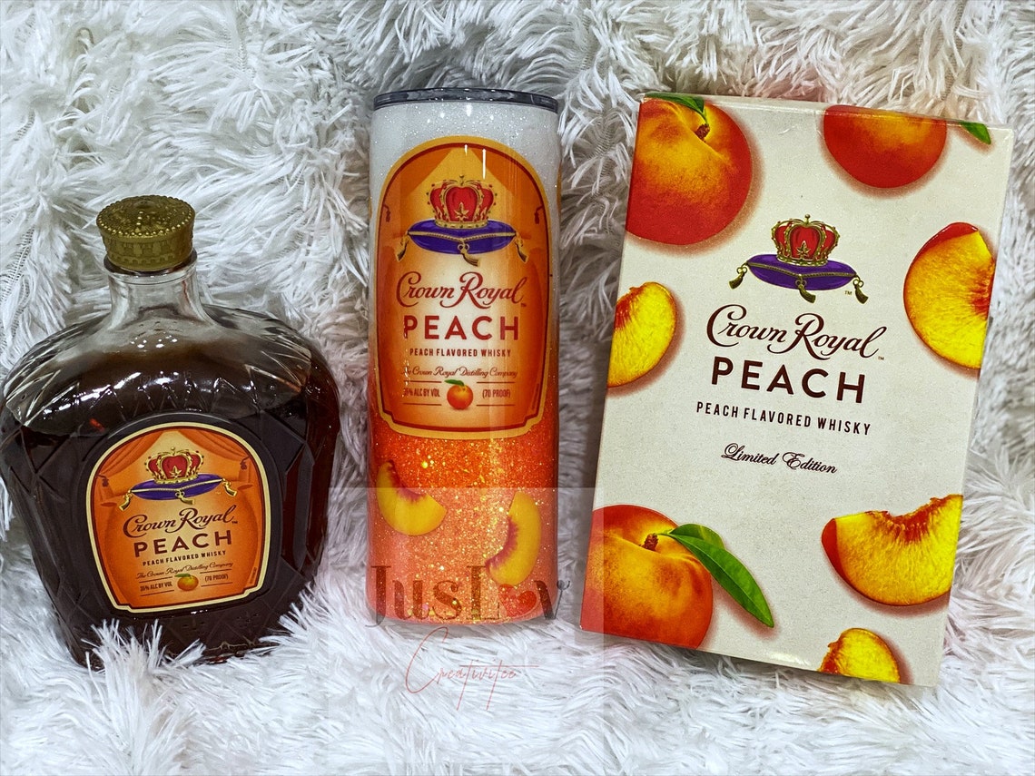 Crown Royal Peach Glitter Tumblercrown Peach Glitter Tumbler Etsy