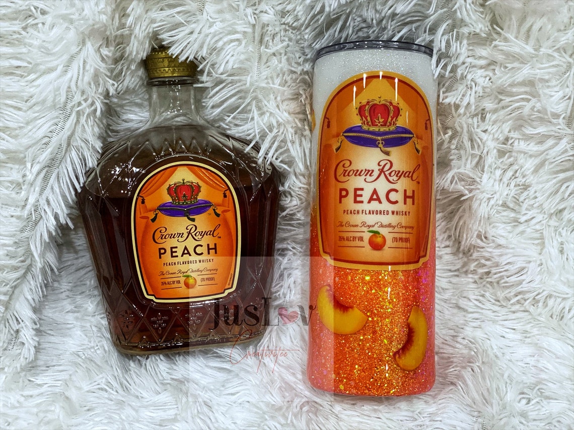 Crown Royal Peach Glitter Tumblercrown Peach Glitter Tumbler Etsy