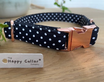 Polka Dot Dog Collar & Lead Set: Rose Gold Hardware
